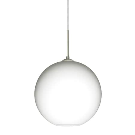 Besa Lighting Coco 12 Pendant, Opal Matte, Satin Nickel Finish, 1x60W Incandescent 1JT-COCO1207-SN